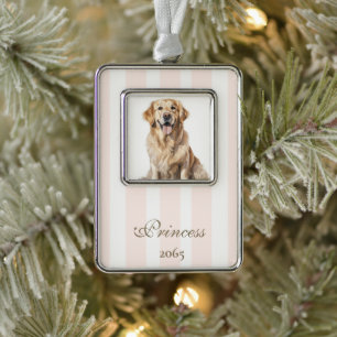 Girl Pet Photo Blush and Gold Christmas Ornament