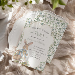 Girl Peter Rabbit Greneery Birthday Party Invitation