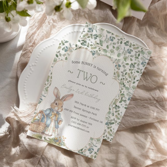 Girl Peter Rabbit Greneery Birthday Party Invitation (Creator Uploaded)