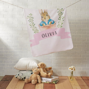 Girl Peter Rabbit Pink Custom  Baby Blanket