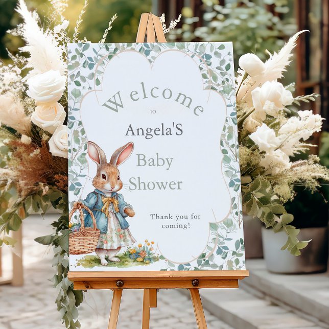 Girl Peter The Rabbit Greenery Baby Shower Welcome Foam Board (Creator Uploaded)