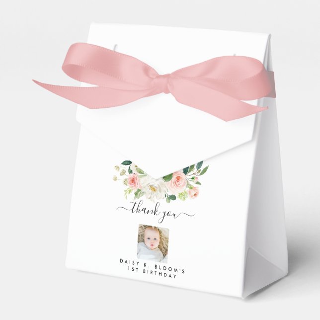 Girl Photo 1st Birthday Favor Boxes (Front Side)