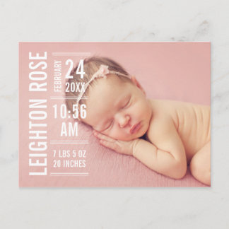 Girl Photo Birth Announcement | Modern Type