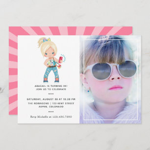 Girl Photo Booth Selfie Birthday Party Invitation
