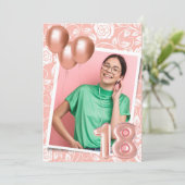 Girl Photo Pink 18th Birthday Party  Invitation (Standing Front)