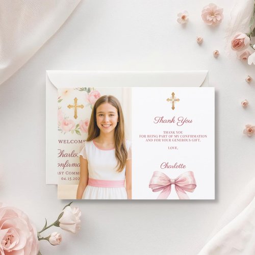 Girl photo pink bow Confirmation