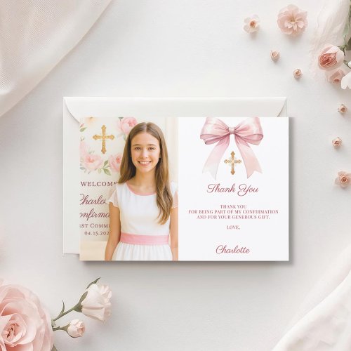 Girl photo pink bow Confirmation