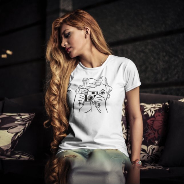 Girl photographer vintage camera T-Shirt (Creator Uploaded)
