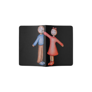 Girl Picking Boys Nose Cartoon Drawing Passport Holder