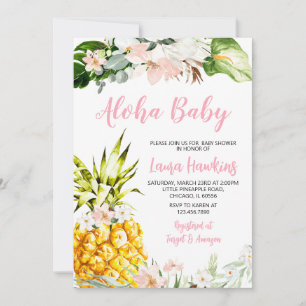 Girl Pineapple Baby Shower Invitation