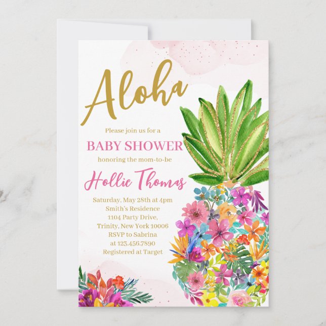 Girl Pineapple Baby Shower Invitation (Front)