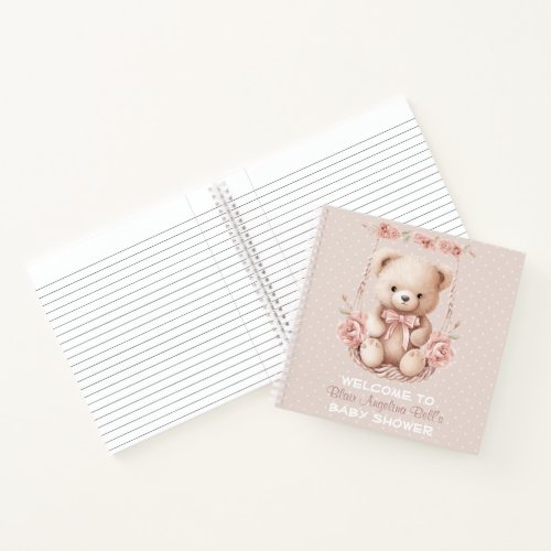 Girl Pink and Tan Baby Shower Guestbook Notebook