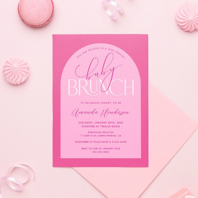 Girl Pink Baby Brunch Baby Shower Invitation