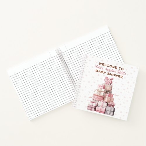 Girl Pink Baby Shower Guestbook Notebook