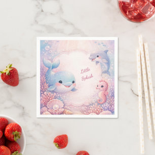 Girl Pink Baby Shower Ocean Party Whale Dolphin Napkins