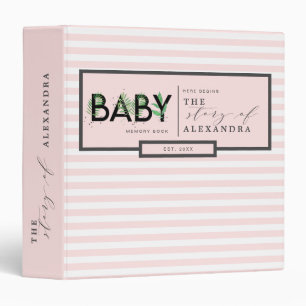 Girl Pink Baby Tropical Greenery Memory Book Album 3 Ring Binder