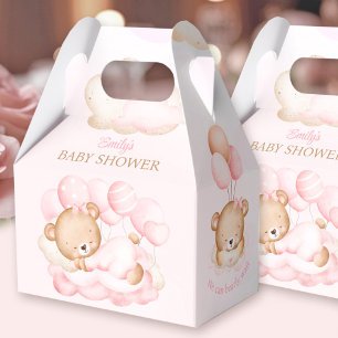 Girl pink Bear Baby Shower Favor Box
