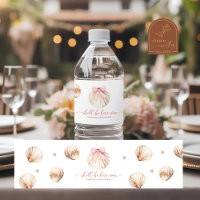 Girl Pink Bow Shell Baby Shower Bottle Label