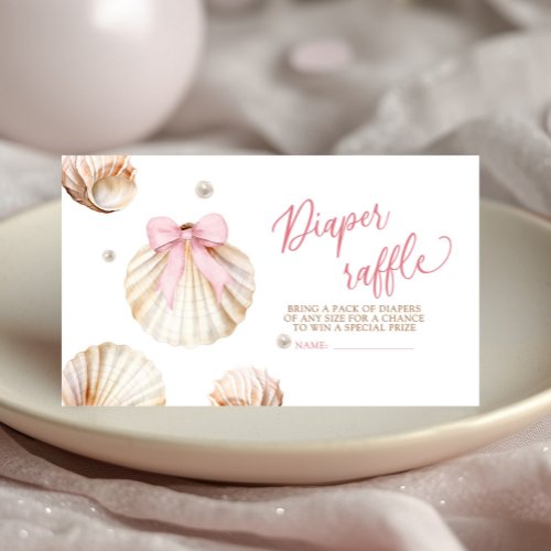 Girl Pink Bow Shell Baby Shower Diaper Raffle