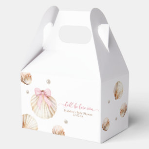 Girl Pink Bow Shell Baby Shower Favor Boxes