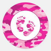 It's a GIRL pink camo announcement favor stickers