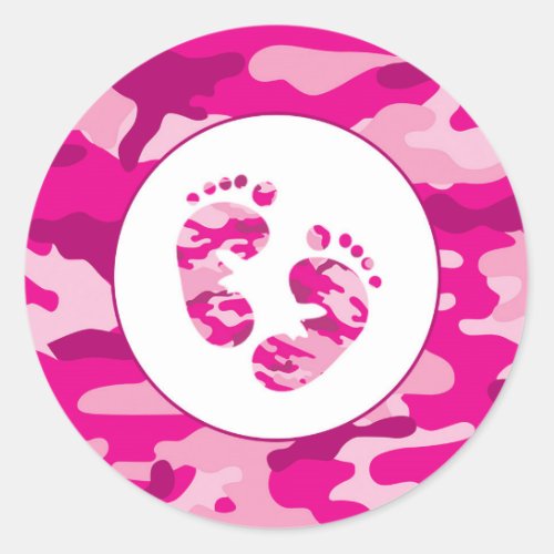 GIRL pink camo feet envelope seals favor stickers
