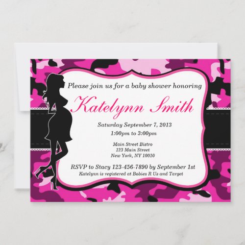 Girl Pink Camouflage Baby Shower Invitation