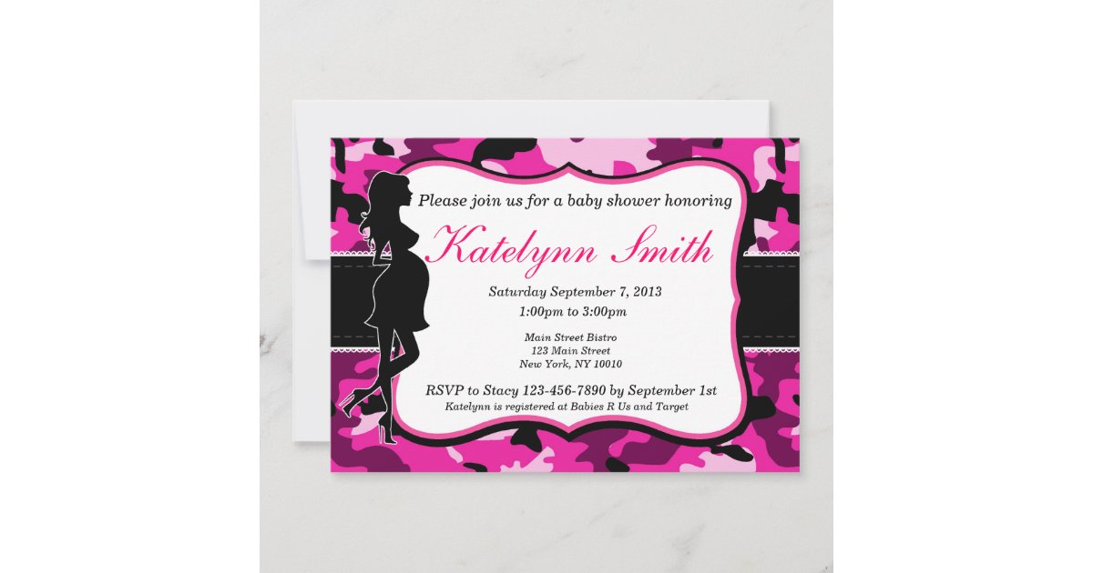 Girl Pink Camouflage Baby Shower Invitation Zazzle