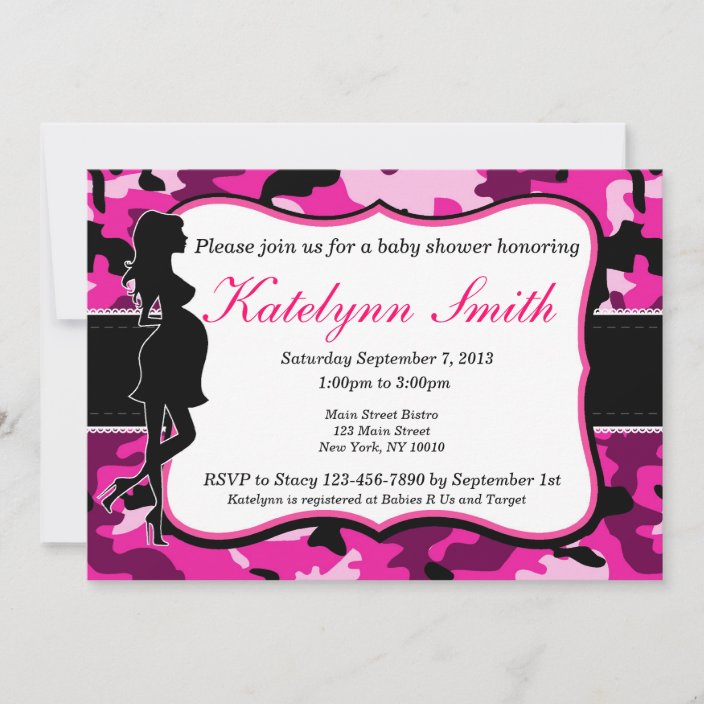 Girl Pink Camouflage Baby Shower Invitation Zazzle