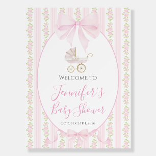 Girl Pink Carriage Baby Shower Preppy Southern Foam Board