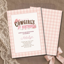 Girl Pink Cowgirl Gingham Photo 1st Birthday