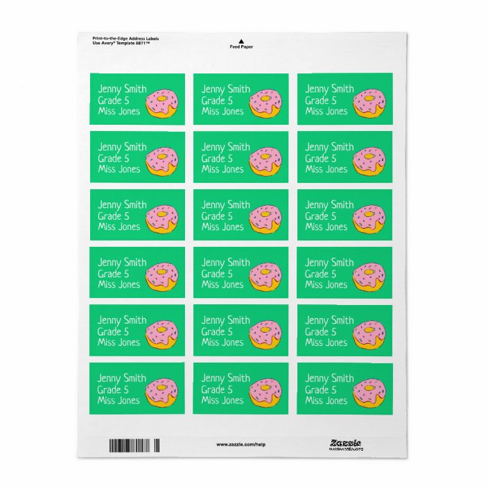 Girl Pink Doughnut Name School Book Labels Zazzle Com