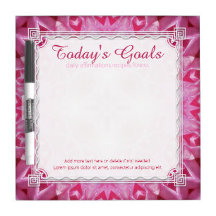 Girl Pink Energize Today's Goals To Do Whiteboard