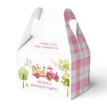 Girl pink Farm animals birthday party Favor Boxes