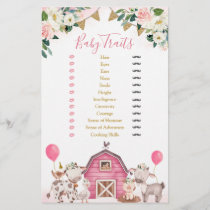 Girl Pink Farm Baby Shower Baby Traits