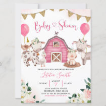 Girl Pink Farm Baby Shower Invitation