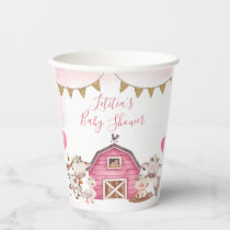 Girl Pink Farm Baby Shower Paper Cup