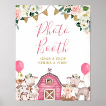 Girl Pink Farm Baby Shower Photo Booth Sign