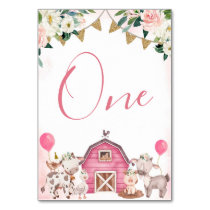 Girl Pink Farm Baby Shower Table Number