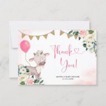 Girl Pink Farm Baby Shower Thank You Card