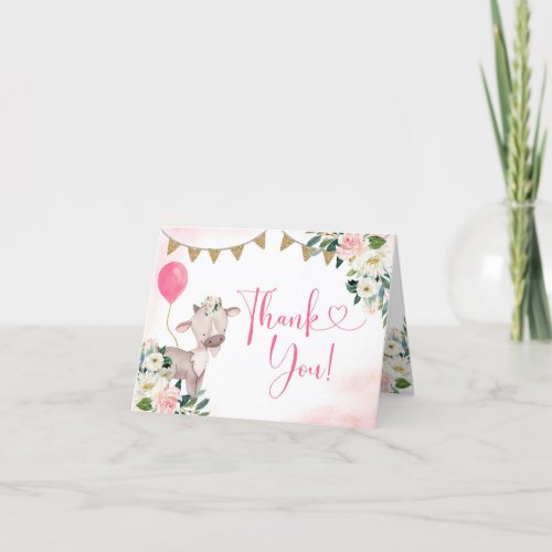 Girl Pink Farm Baby Shower Thank You Card