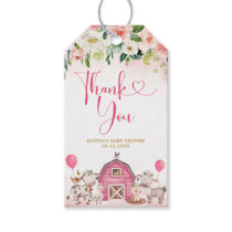 Girl Pink Farm Baby Shower Thank You Tag
