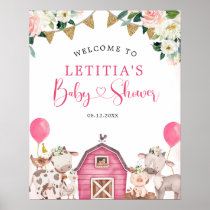 Girl Pink Farm Baby Shower Welcome Sign