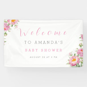Girl Pink Floral Baby in Bloom Shower Cute Banner