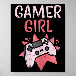 Girl Pink Game Controller Cute Video Gaming Women Poster