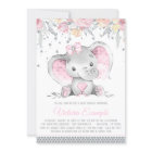 Girl Pink Gray Elephant Diamond Baby Shower
