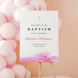 Girl Pink Ink Christening Baptism Welcome Foam Boa Board