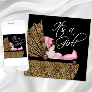 Girl Pink Leopard Baby Shower Invitation by BabyCentral at Zazzle