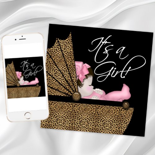 Baby Girl Pink Leopard Baby Shower Invitation
