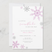 Girl Pink Little Snowflake Baby Shower Invitation